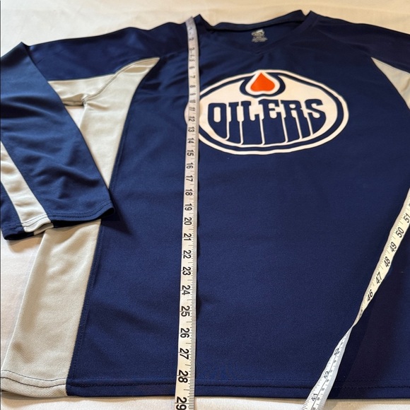Edmonton Oilers Jersey Navy and Gray Oilers Long Sleeve Shirt - Picture 3 of 9